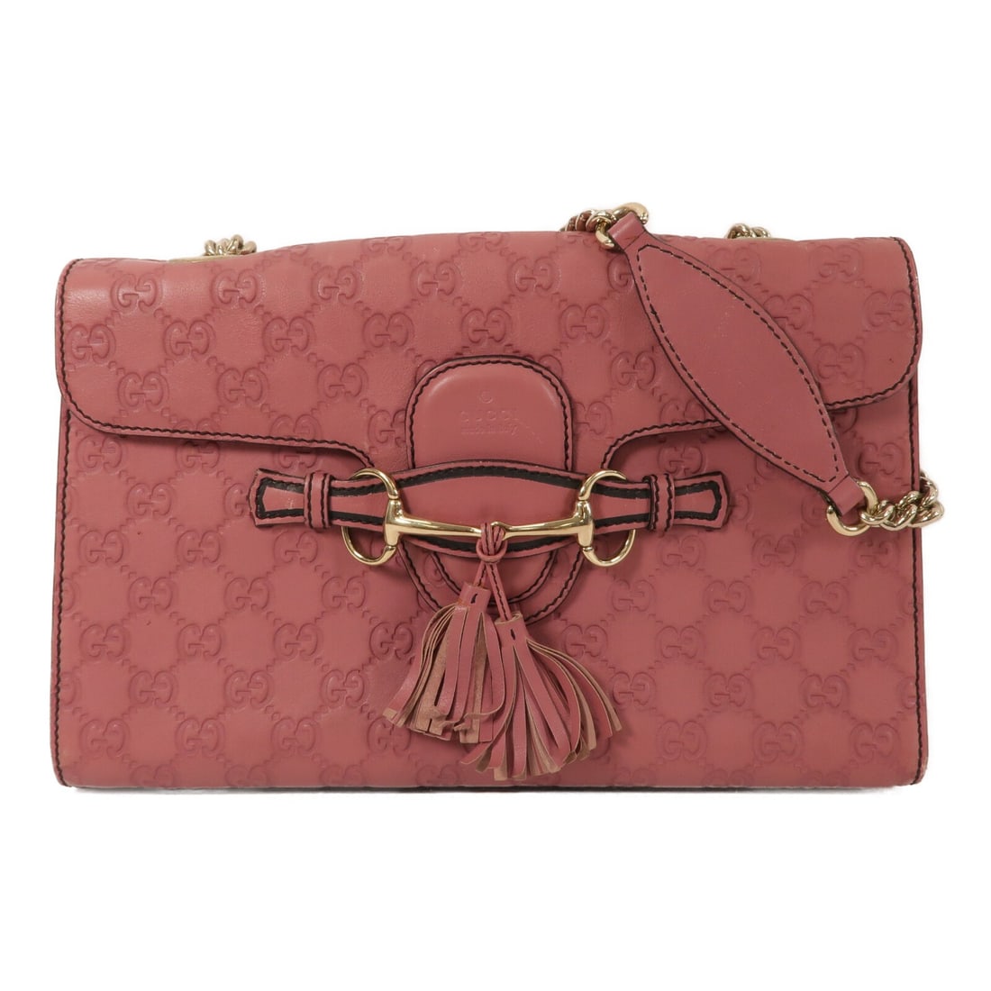 Gucci Emily 295402 pink calfskin chain shoulder bag: Gucci Emily 295402 pink calfskin chain shoulder bag Gucci Emily chain shoulder bag in pink calfskin leather with the GG detail and a flap-top design. Made in Italy, this women's shoulder bag features 