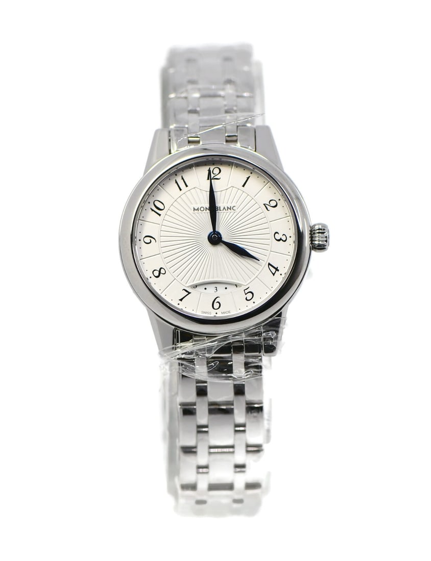 Montblanc Boheme Date Stainless Steel Quartz Watch 111207 with Box and Papers: Montblanc Boheme Date Stainless Steel Quartz Watch 111207 with Box and Papers Experience elegance with the Montblanc Boheme Date Stainless Steel Watch. This sophisticated wristwatch features a sleek s