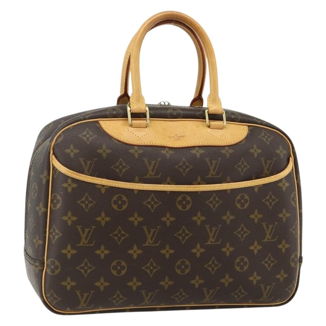 Louis Vuitton Deauville Monogram Canvas Hand Bag M47270 Name Tag: Louis Vuitton Deauville Monogram Canvas Hand Bag M47270 Name Tag This Louis Vuitton Monogram Deauville Hand Bag features the iconic monogram canvas exterior and is designed for women. The bag offers a
