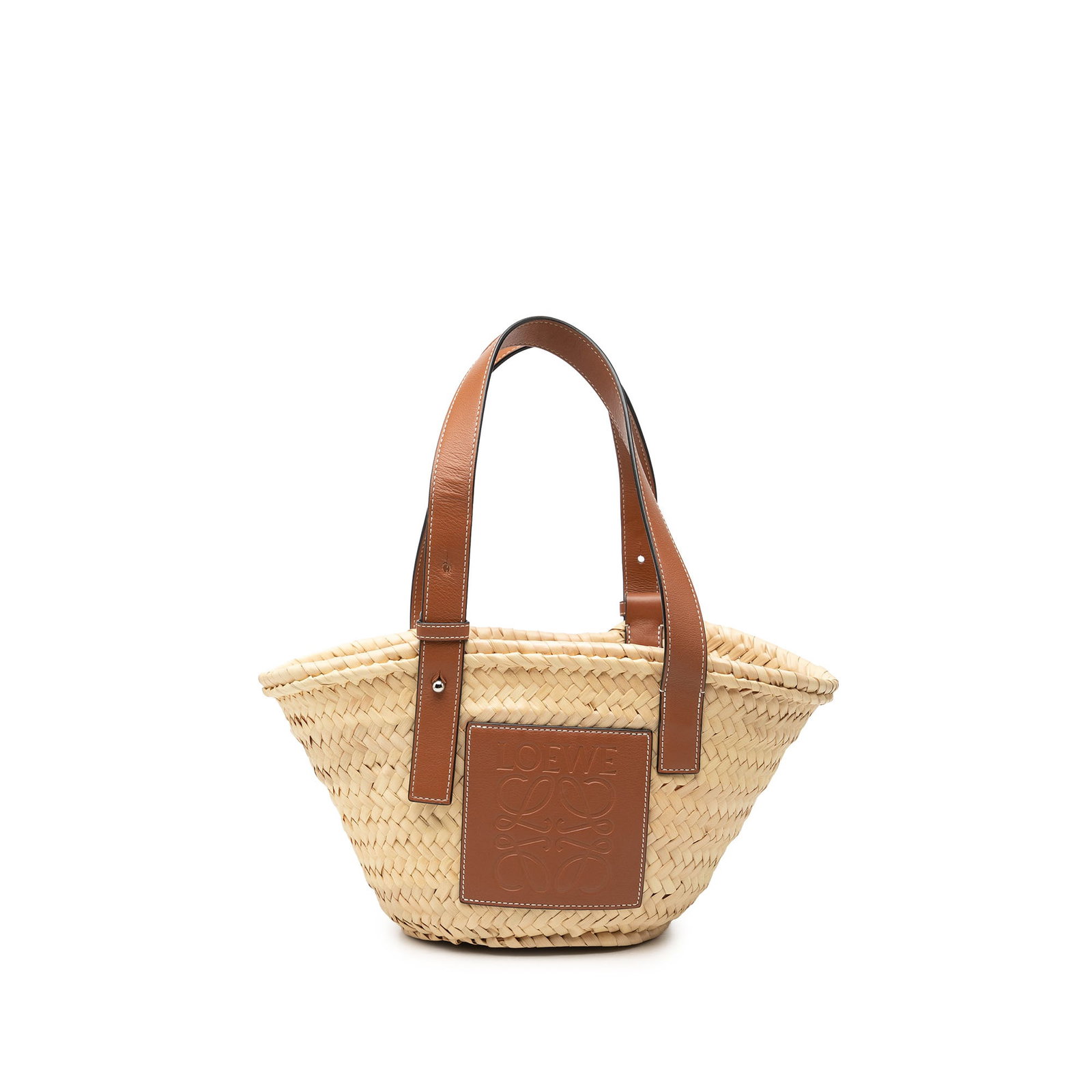 LOEWE Anagram Small Basket Tote in Raffia and Leather (1 of 7)