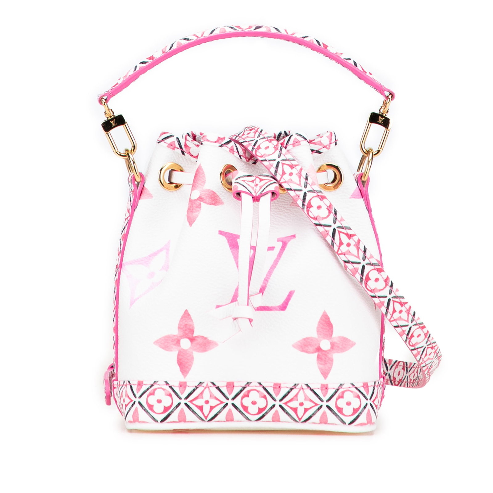 Louis Vuitton Monogram Watercolor Giant By the Pool Nano Noe Bucket Bag: Louis Vuitton Monogram Watercolor Giant By the Pool Nano Noe Bucket Bag Introducing the Louis Vuitton Monogram Watercolor Giant By the Pool Nano Noe, a stylish bucket bag crafted from durable monogram