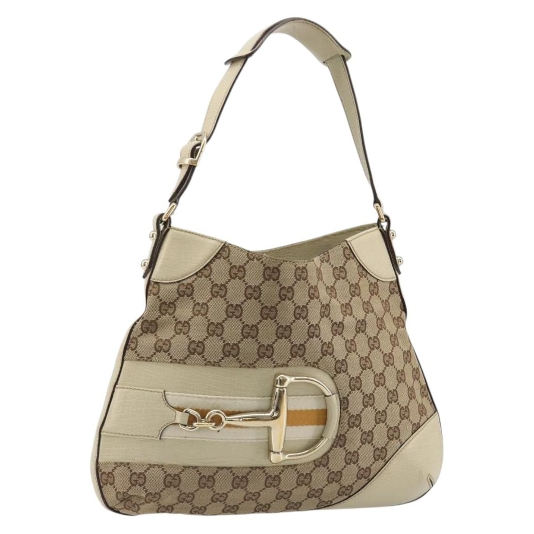 Gucci 137388 Horsebit Shoulder Bag in Beige GG Canvas (1 of 18)