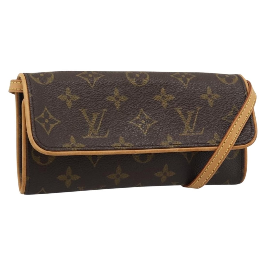 Louis Vuitton M51854 Pochette Twin PM Monogram Canvas Shoulder Bag: Louis Vuitton M51854 Pochette Twin PM Monogram Canvas Shoulder Bag Louis Vuitton Monogram Pochette Twin PM shoulder bag in Monogram Canvas, made in Spain. This women's shoulder bag comes with a dust b