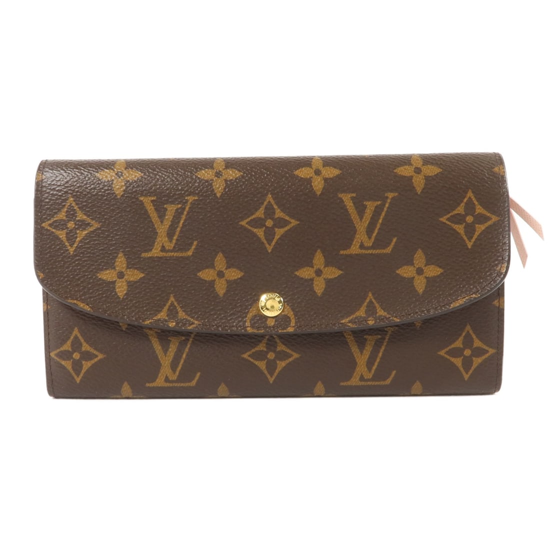 Louis Vuitton Emilie M61289 Monogram Bifold Wallet Brown Pink: Louis Vuitton Emilie M61289 Monogram Bifold Wallet Brown Pink Louis Vuitton Emilie long bifold wallet in Monogram PVC coated canvas with a brown exterior and pink interior accents. This women's wallet