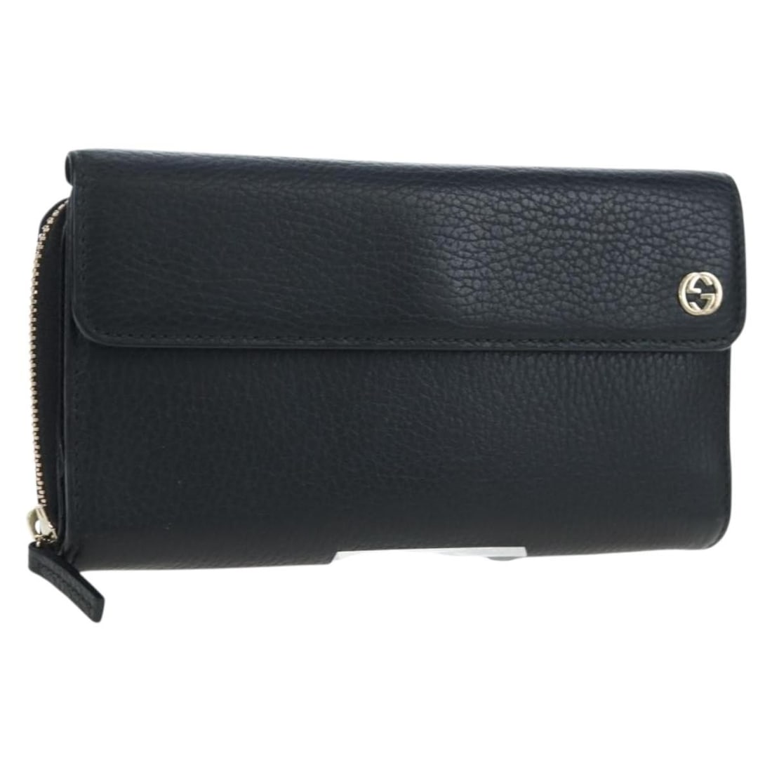 Gucci 449397 Interlocking Round Black Leather Long Wallet (1 of 18)