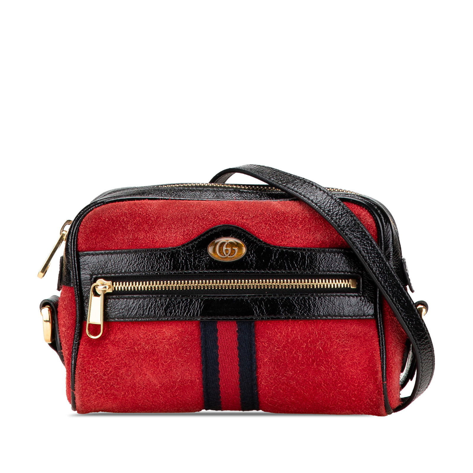 Gucci Mini Suede Ophidia Crossbody Bag Red Leather Trim (1 of 14)