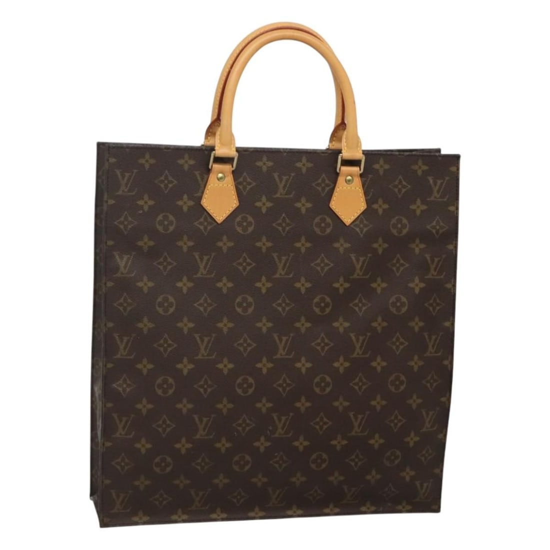 Louis Vuitton Sac Plat M51140 Monogram Canvas Hand Bag: Louis Vuitton Sac Plat M51140 Monogram Canvas Hand Bag Louis Vuitton Sac Plat handbag in Monogram canvas with a structured tote silhouette. Made in France, this women's bag shows reasonable wear and t