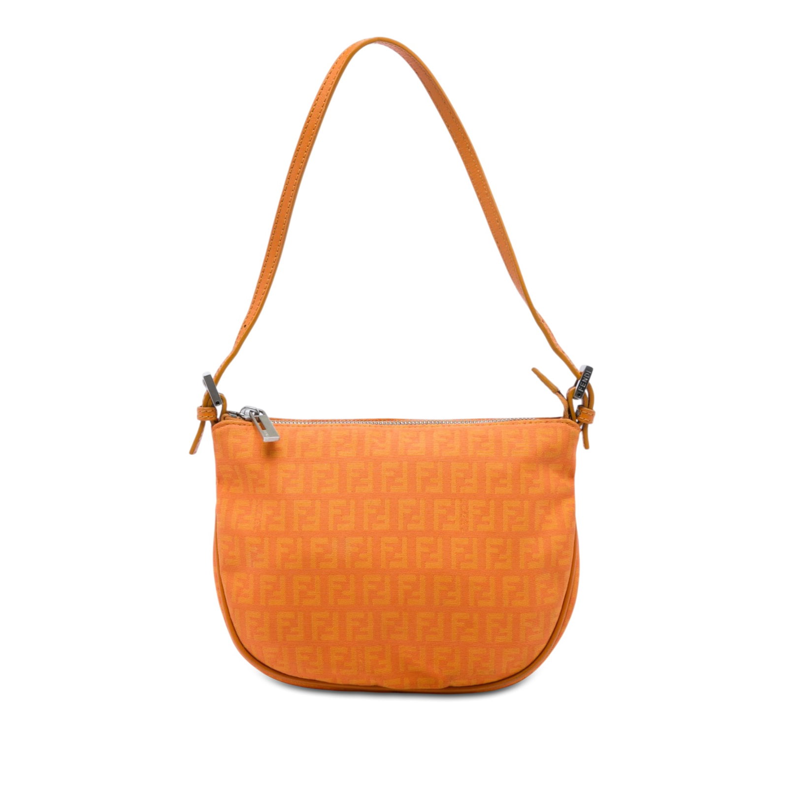 Fendi Zucchino Orange Canvas Shoulder Bag: Fendi Zucchino Orange Canvas Shoulder Bag Fendi Zucchino Canvas Hobo shoulder bag crafted with a canvas body and an adjustable flat leather strap. The bag features a top zip closure and an interior sl