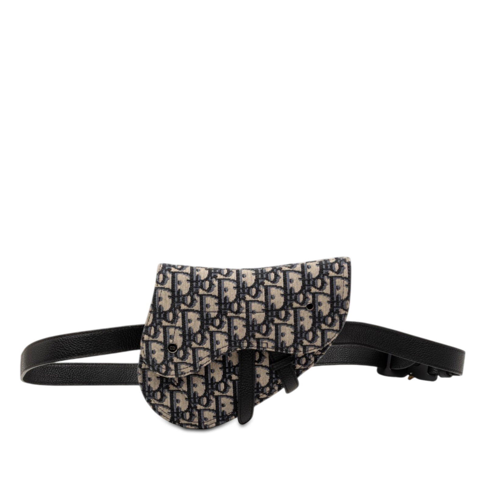 Blue Dior Oblique Saddle Belt Bag in Canvas: Blue Dior Oblique Saddle Belt Bag in Canvas This Dior Oblique Canvas Saddle Belt Bag features a signature canvas body with leather trim, an adjustable and detachable flat waist strap, a front flap wit