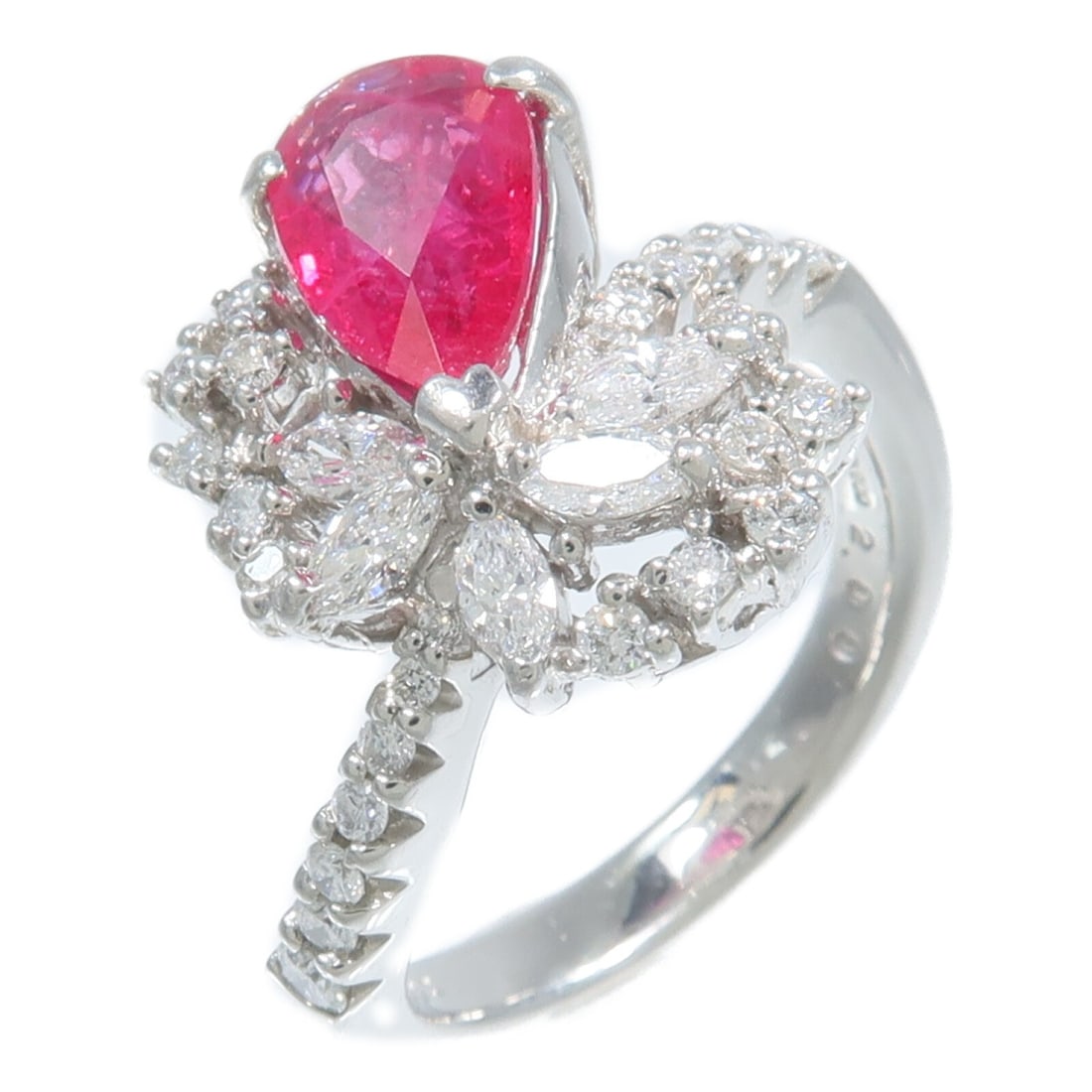 PT900 Platinum Ruby Diamond Ring Size 6.75 2.00ct 0.66ct (1 of 8)
