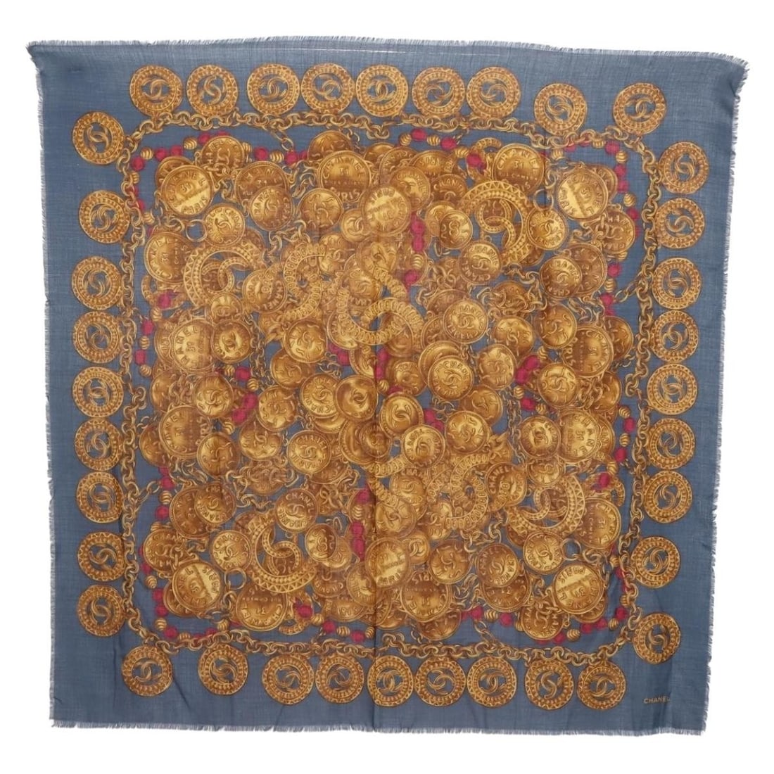 CHANEL Navy Silk Scarf Made in Italy 54.3inch (1 of 15)