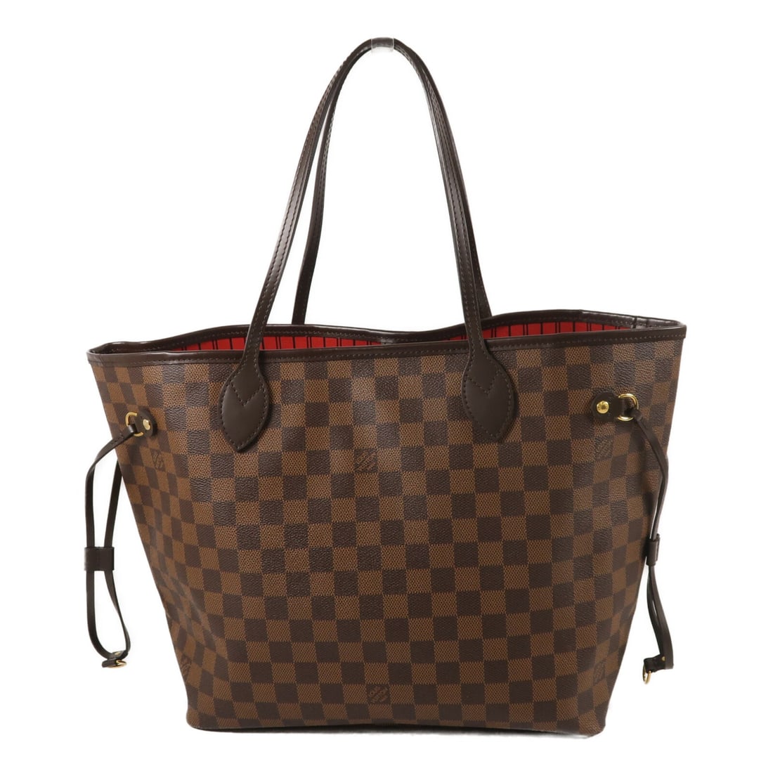 Louis Vuitton Neverfull MM Tote Bag N41358 Damier Brown GHW: Louis Vuitton Neverfull MM Tote Bag N41358 Damier Brown GHW Louis Vuitton Neverfull MM shoulder tote bag in brown Damier PVC coated canvas. This women's tote features one interior zip pocket and inclu