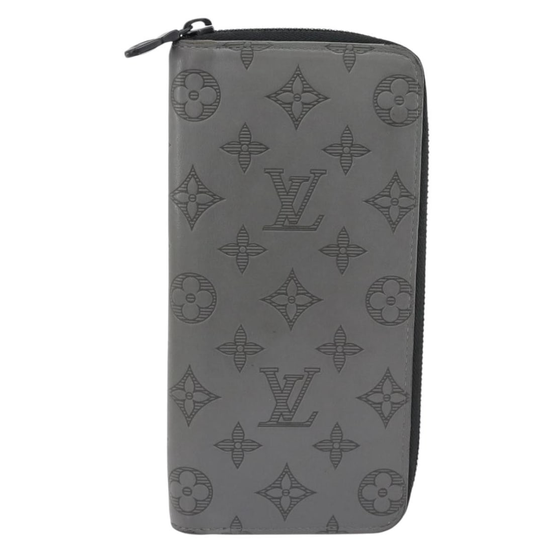 Louis Vuitton Zippy Wallet Vertical Gray Monogram Shadow: Louis Vuitton Zippy Wallet Vertical Gray Monogram Shadow A Louis Vuitton Zippy Wallet Vertical designed for female use, presented in gray canvas with a monogram shadow leather style. The wallet is mad