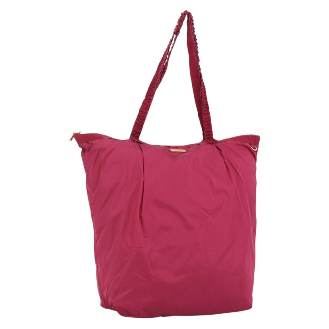 Pink and Gold Nylon Tote by Miu Miu for Women: Pink and Gold Nylon Tote by Miu Miu for Women This Miu Miu tote bag features a stylish combination of pink and gold nylon. Designed for women, it offers a spacious interior and comfortable handle drop