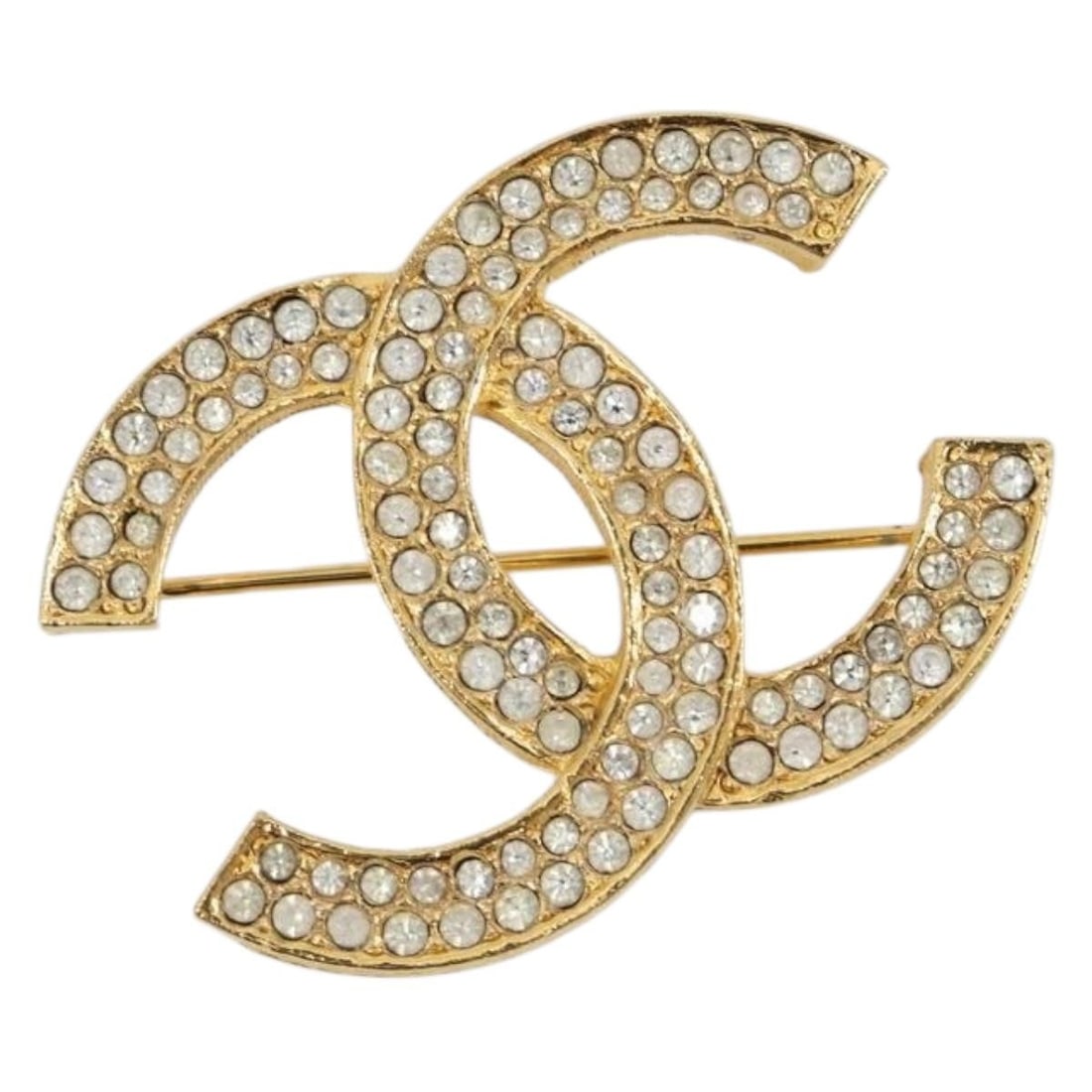 CHANEL CC Coco Mark Gold Tone Metal Brooch: CHANEL CC Coco Mark Gold Tone Metal Brooch Gold-tone metal brooch from CHANEL's COCO Mark line. It comes with the item box and is described as a women's brooch. Condition is ranked B, with slight rubb