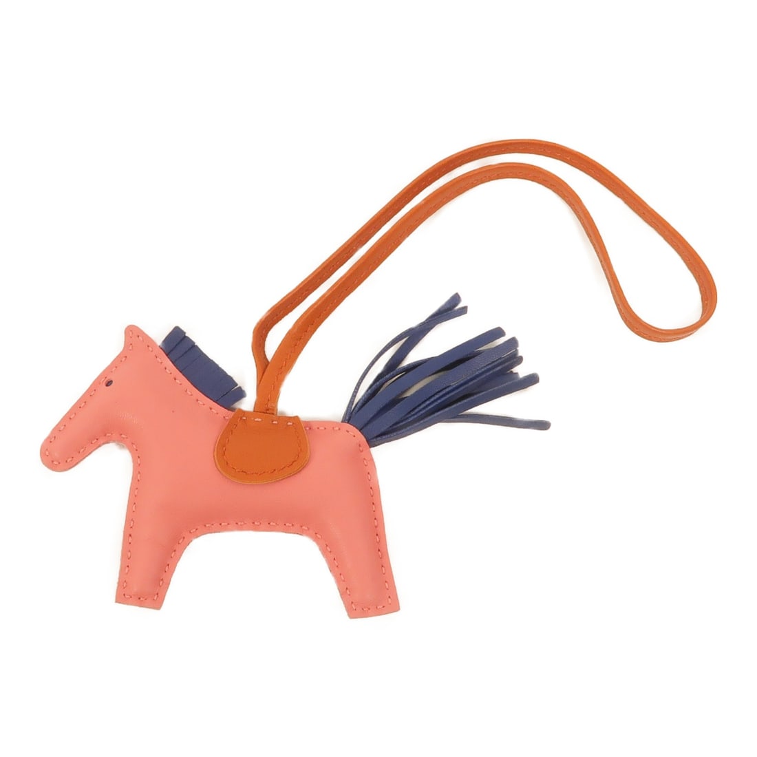 Hermes Rodeo PM Milo Lambskin Charm Rose Azalee Bleu de Malte: Hermes Rodeo PM Milo Lambskin Charm Rose Azalee Bleu de Malte Hermes Rodeo PM charm crafted in Milo lambskin leather in Rose Azalee, Bleu de Malte, and Cornaline. Made in France, this women's charm is