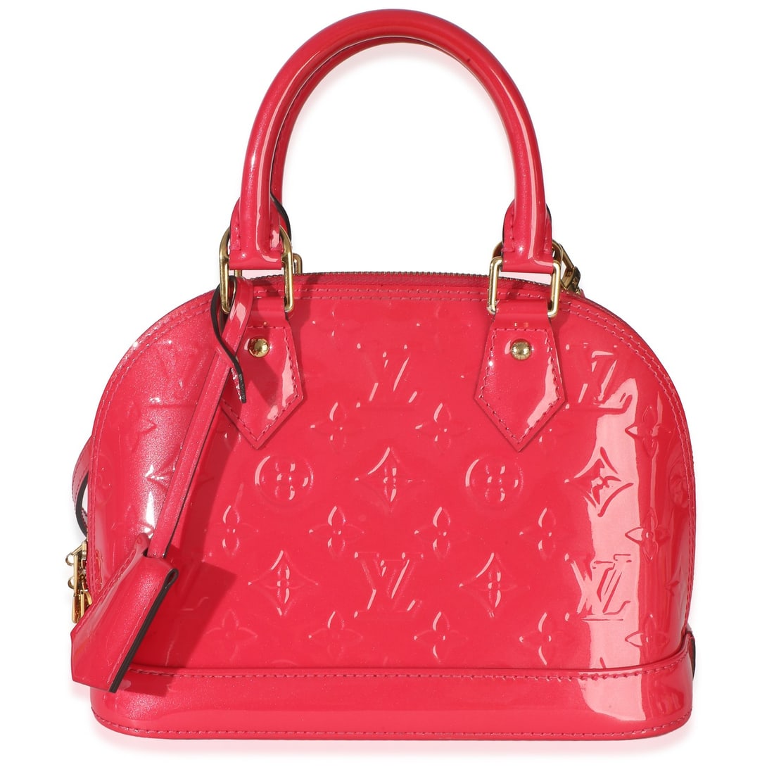 Louis Vuitton Alma BB Patent Leather Top Handle Bag Pink: Louis Vuitton Alma BB Patent Leather Top Handle Bag Pink Pre-owned Louis Vuitton Alma BB handbag in hot pink Monogram Vernis patent leather. This top handle style features a zip-around closure, pink f