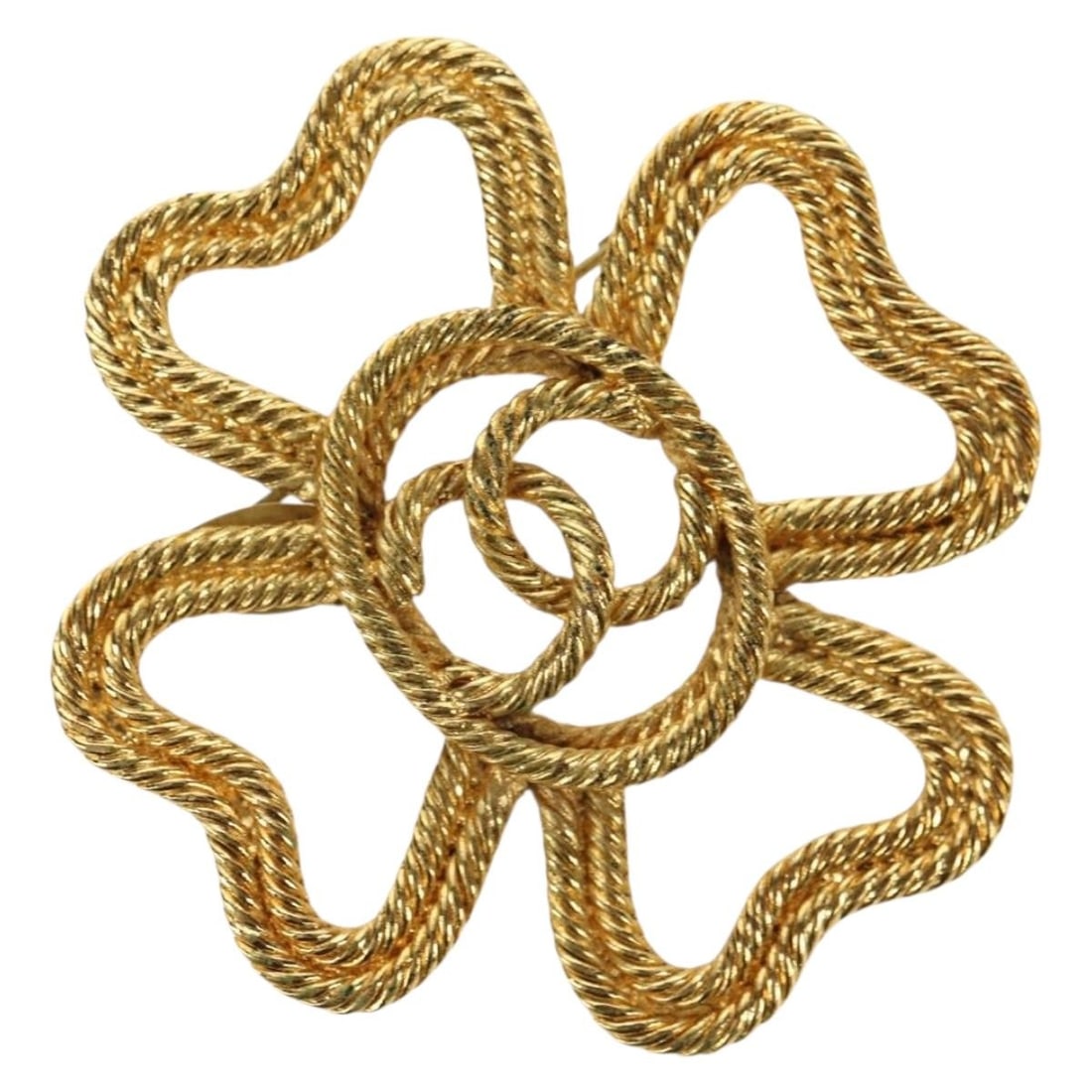 CHANEL CC Gold Tone Metal Brooch France: CHANEL CC Gold Tone Metal Brooch France Authentic CHANEL CC brooch in gold-tone metal. This women's brooch is made in France and shows reasonable wear and tear, including slight surface rubbing and a 
