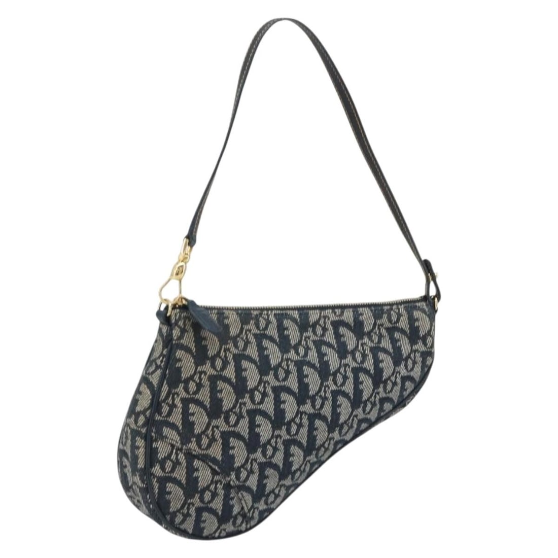 Christian Dior Saddle Accessory Pouch Trotter Canvas Navy Gold: Christian Dior Saddle Accessory Pouch Trotter Canvas Navy Gold Christian Dior accessory pouch in navy and gold Trotter canvas, made in Spain. This women's pouch includes a dust bag and shows reasonabl