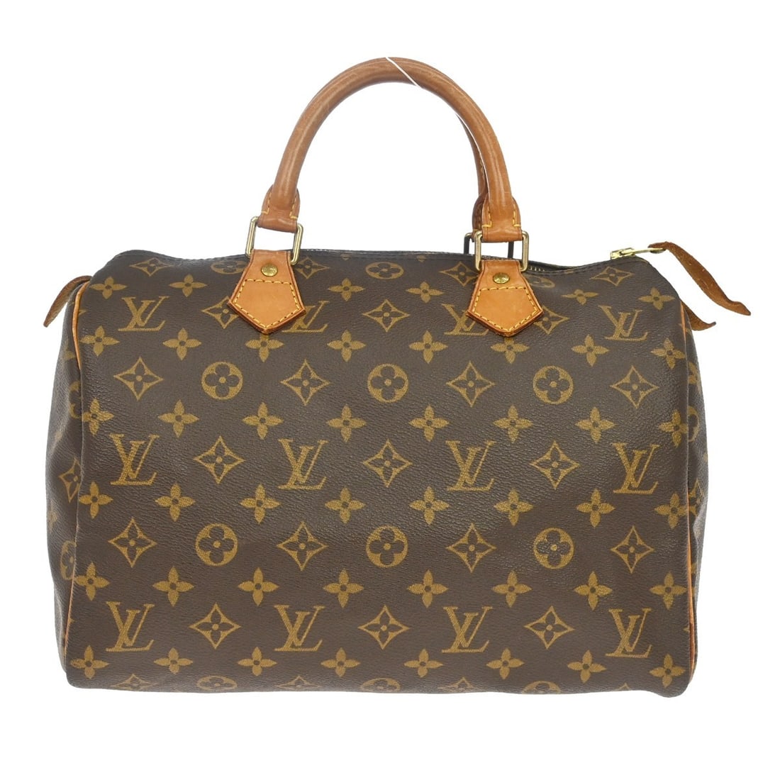 Louis Vuitton Speedy 30 Monogram Canvas Satchel M41526: Louis Vuitton Speedy 30 Monogram Canvas Satchel M41526 Vintage Louis Vuitton Speedy 30 handbag in brown monogram canvas with leather double handles and a zip closure. This satchel/top handle bag featu