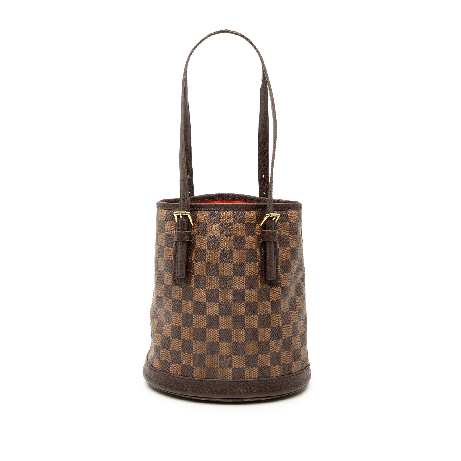 Louis Vuitton Marais Damier Ebene brown canvas tote: Louis Vuitton Marais Damier Ebene brown canvas tote This Louis Vuitton Damier Ebene Marais bag features the iconic Damier canvas body with leather trim and adjustable flat leather shoulder straps. The