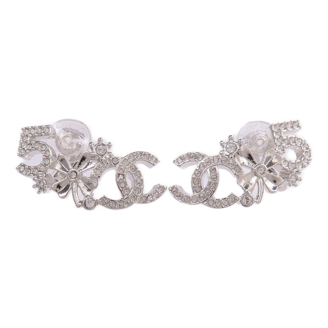 Pierced Earrings CHANEL CC Silver Tone Metal France: Pierced Earrings CHANEL CC Silver Tone Metal France CHANEL pierced CC earrings in silver-tone metal. The earrings are described as a pristine A+ condition item and come with a storage box. Made in Fra