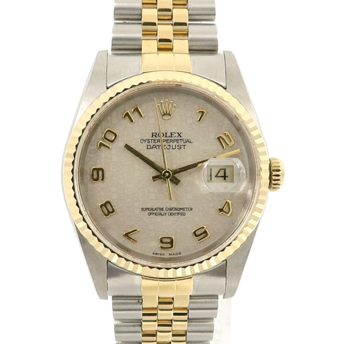 ROLEX 16233 Datejust mens automatic wristwatch in 18K gold and stainless steel: ROLEX 16233 Datejust mens automatic wristwatch in 18K gold and stainless steel Rolex Datejust reference 16233 automatic wristwatch for men with date display. This watch features an 18K yellow gold and