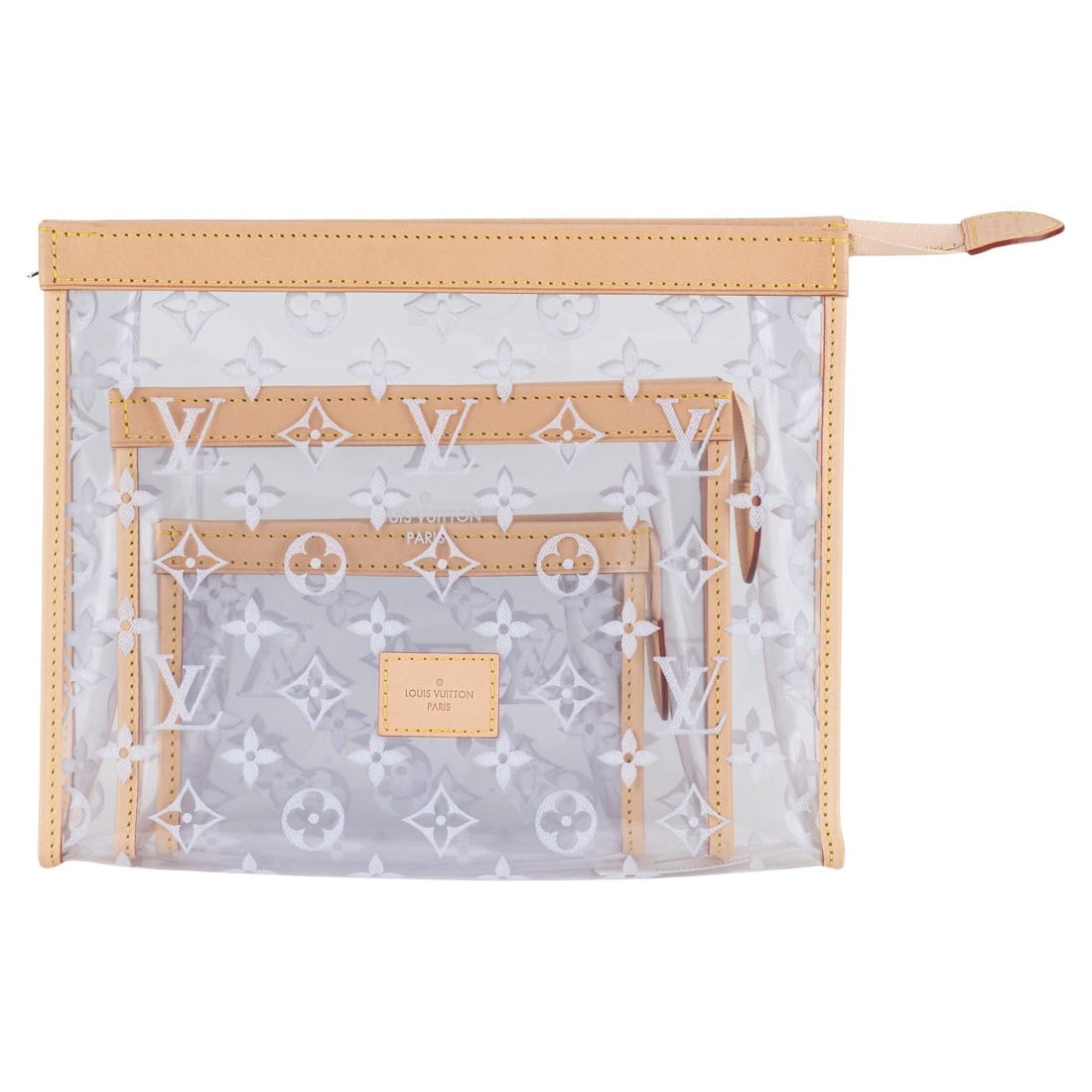 Louis Vuitton Trio Poche Toilette Set with Monogram Print: Louis Vuitton Trio Poche Toilette Set with Monogram Print The Vuitton New Trio Poche Toilette is an elegant and functional accessory designed to keep your essentials organized. This stylish toiletry b