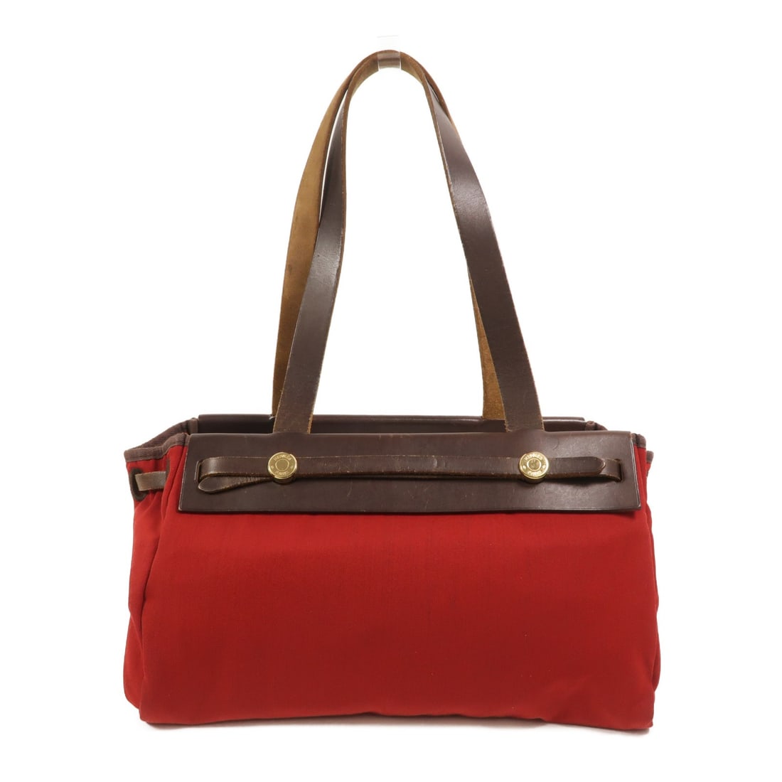 Hermes Herbag Cabas PM Canvas Shoulder Bag Rouge Casaque: Hermes Herbag Cabas PM Canvas Shoulder Bag Rouge Casaque Hermes Herbag Cabas PM shoulder bag in Rouge Casaque canvas with calfskin trim. This women's shoulder bag is made in France and includes an int