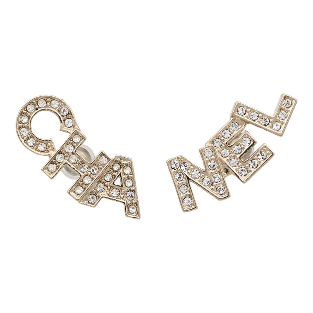 CHANEL CC Pierced Earrings Gold Tone Metal with Box: CHANEL CC Pierced Earrings Gold Tone Metal with Box CHANEL CC pierced earrings in gold-tone metal with a light gold colorway. This women's pair includes a storage box and is noted in very good conditi