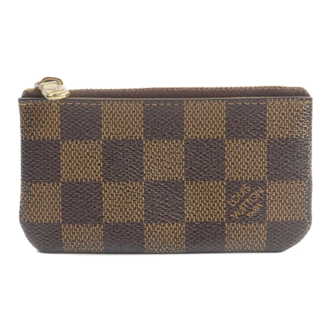 Louis Vuitton N62658 Pochette Cles Damier Brown Coin Purse: Louis Vuitton N62658 Pochette Cles Damier Brown Coin Purse Louis Vuitton Pochette Cles key and coin case in brown Damier PVC coated canvas. This unisex coin purse features a zip-fastener closure and a