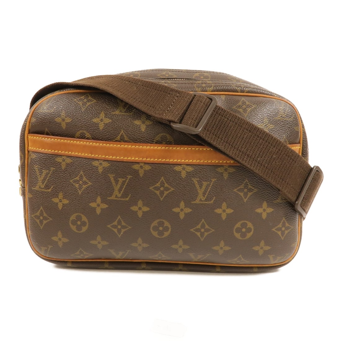 Louis Vuitton Reporter PM M45254 Monogram Shoulder Bag Brown: Louis Vuitton Reporter PM M45254 Monogram Shoulder Bag Brown Louis Vuitton Reporter PM shoulder bag in brown Monogram PVC coated canvas. This women's shoulder bag features an adjustable shoulder strap