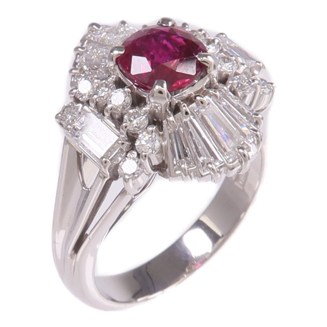 Pt900 Platinum Ruby Diamond Ring US 5.25 by JEWELRY (1 of 9)