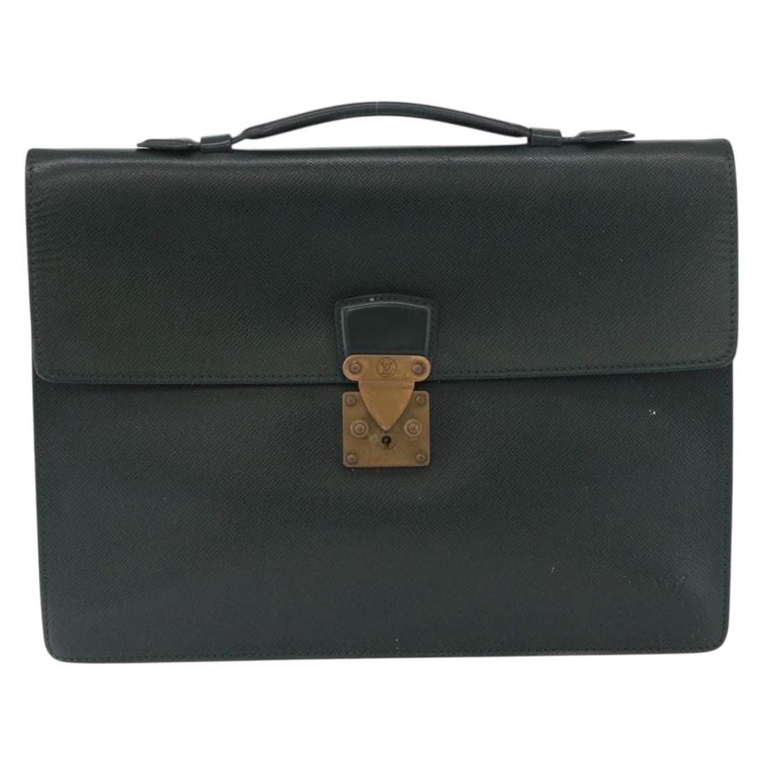 Louis Vuitton Serviette Kourad Green Taiga Leather Briefcase: Louis Vuitton Serviette Kourad Green Taiga Leather Briefcase This Louis Vuitton Serviette Kourad Briefcase is crafted from green Taiga leather and designed for unisex use. Made in France, it features 