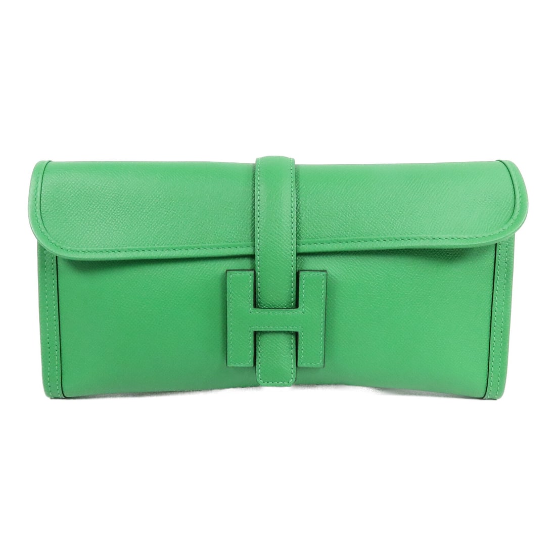 Hermes Jige Elan 29 Epsom Calfskin Clutch Bambou Green: Hermes Jige Elan 29 Epsom Calfskin Clutch Bambou Green Hermes Jige Elan 29 clutch bag in Bambou green Epsom leather. Made in France, this women's clutch includes storage bags and is noted in AB very g