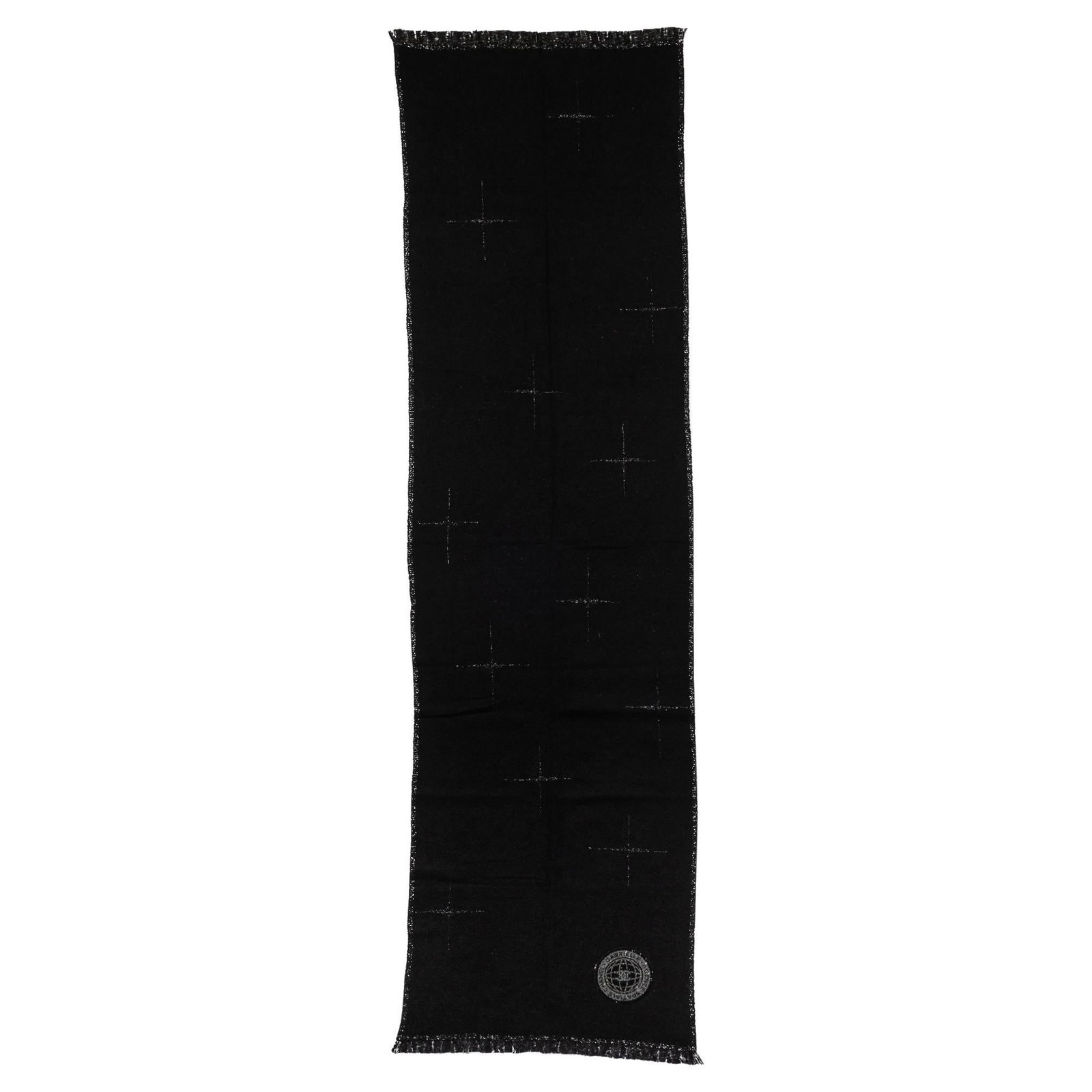Chanel Black Cashmere Lurex Shawl 30 x 78 Italy: Chanel Black Cashmere Lurex Shawl 30 x 78 Italy Elevate your wardrobe with this exquisite Chanel Black & Lurex Cashmere Shawl. This luxurious shawl features a stunning combination of black cashmere an