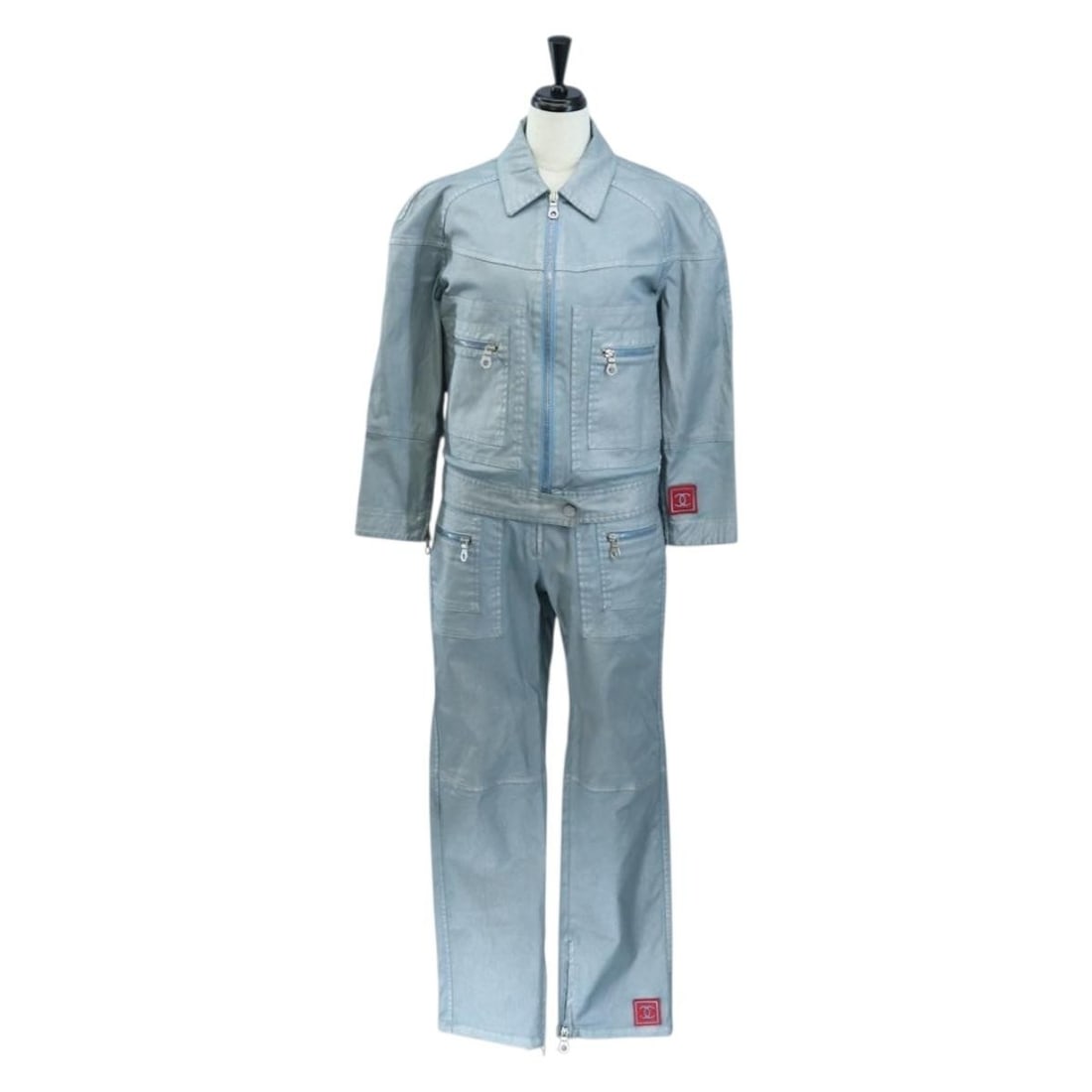 CHANEL Light Blue Denim Jacket and Pants Set Women (1 of 18)
