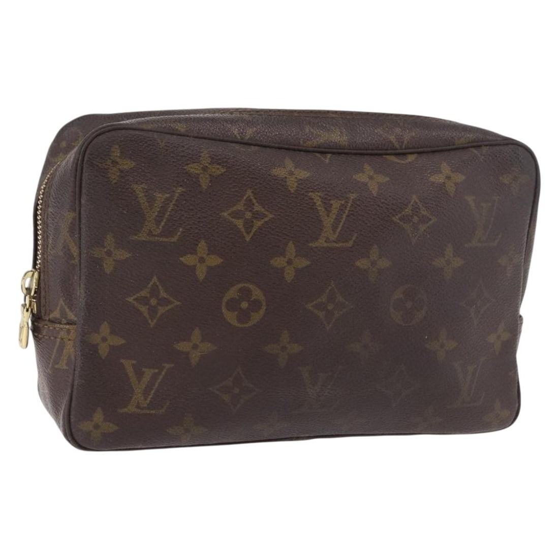 Louis Vuitton Trousse Toilette Monogram Brown Canvas Pouch: Louis Vuitton Trousse Toilette Monogram Brown Canvas Pouch Louis Vuitton Trousse Toilette in brown monogram canvas, designed as a unisex toiletry case. It is made in France and measures 23 cm x 15 cm 