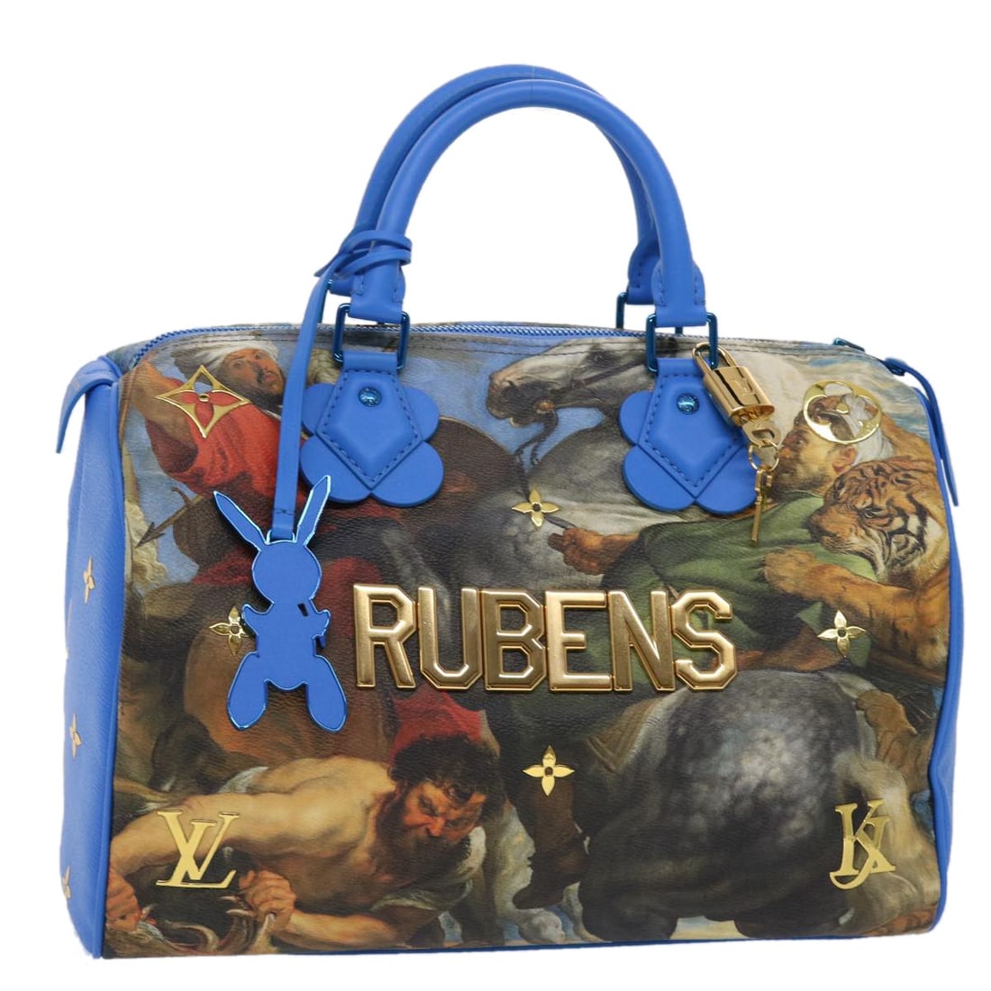 Louis Vuitton M43305 Speedy 30 Masters Rubens Blue Handbag: Louis Vuitton M43305 Speedy 30 Masters Rubens Blue Handbag Louis Vuitton Masters Collection Rubens Speedy 30 handbag in blue PVC leather. Made in France, this women's handbag includes a dust bag, padl