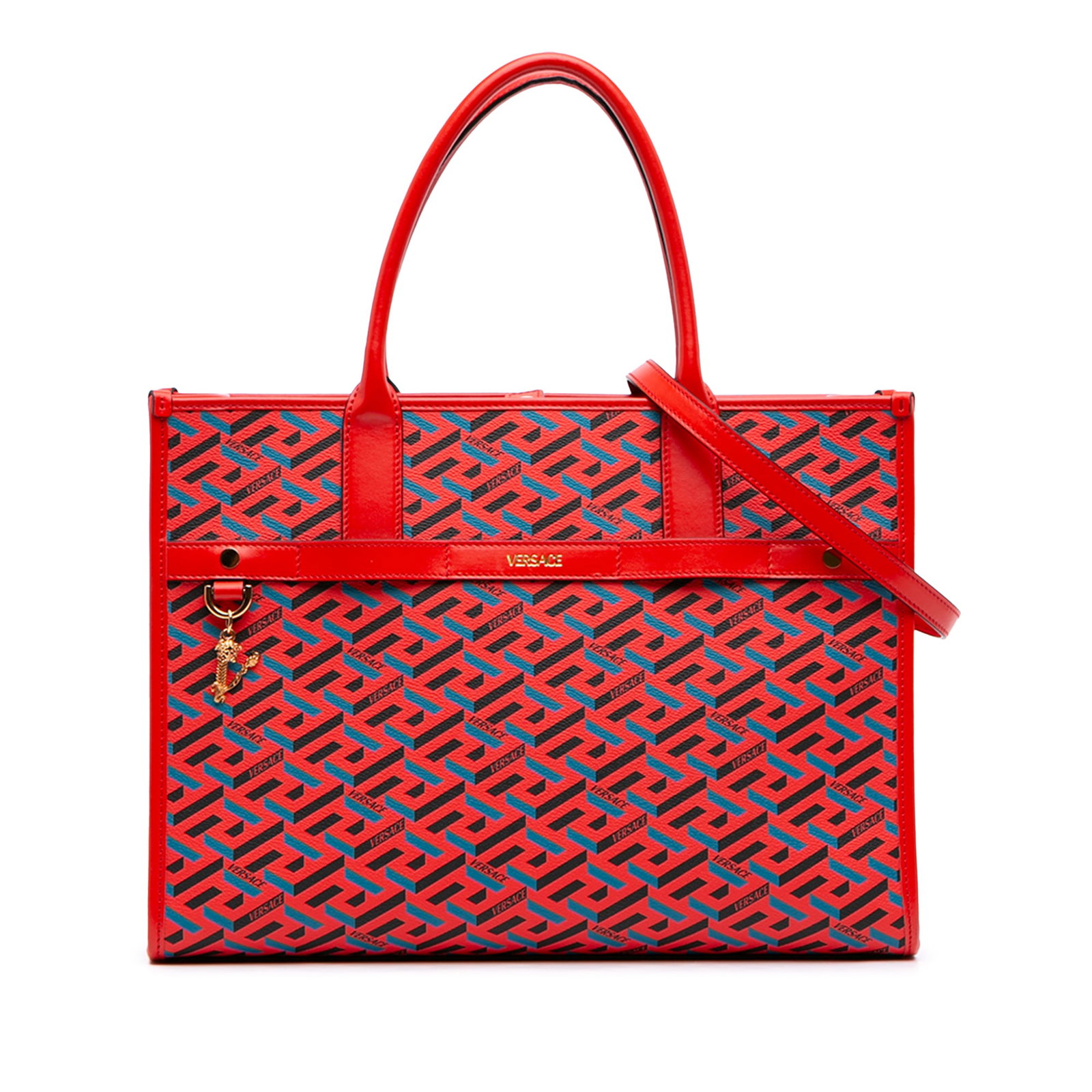 Versace La Greca Coated Canvas Tote Bag Multicolor (1 of 7)