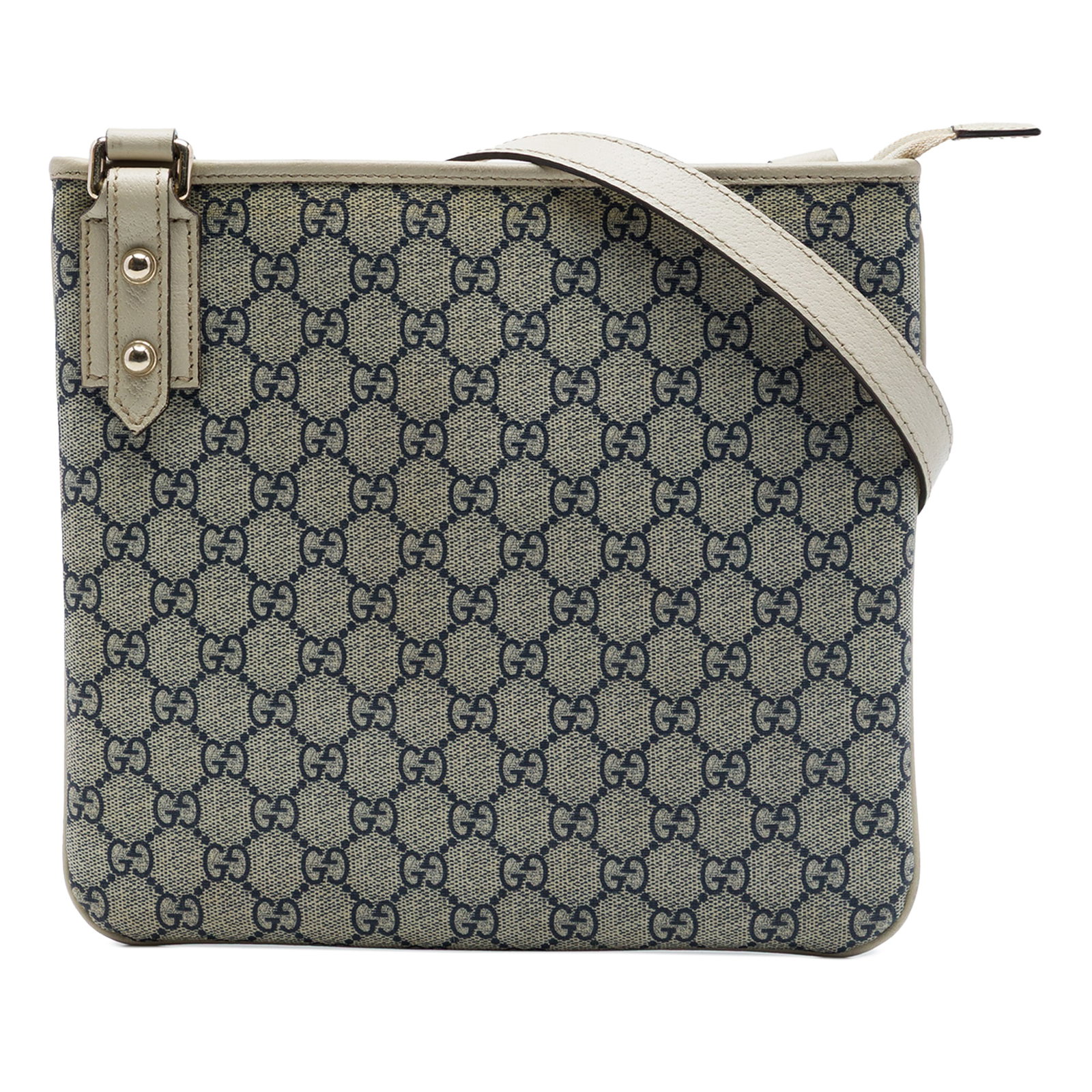 Gucci GG Supreme coated canvas crossbody bag beige: Gucci GG Supreme coated canvas crossbody bag beige Gucci GG Supreme crossbody bag with a coated canvas body, adjustable flat leather shoulder strap, top zip closure, and interior zip and slip pockets.