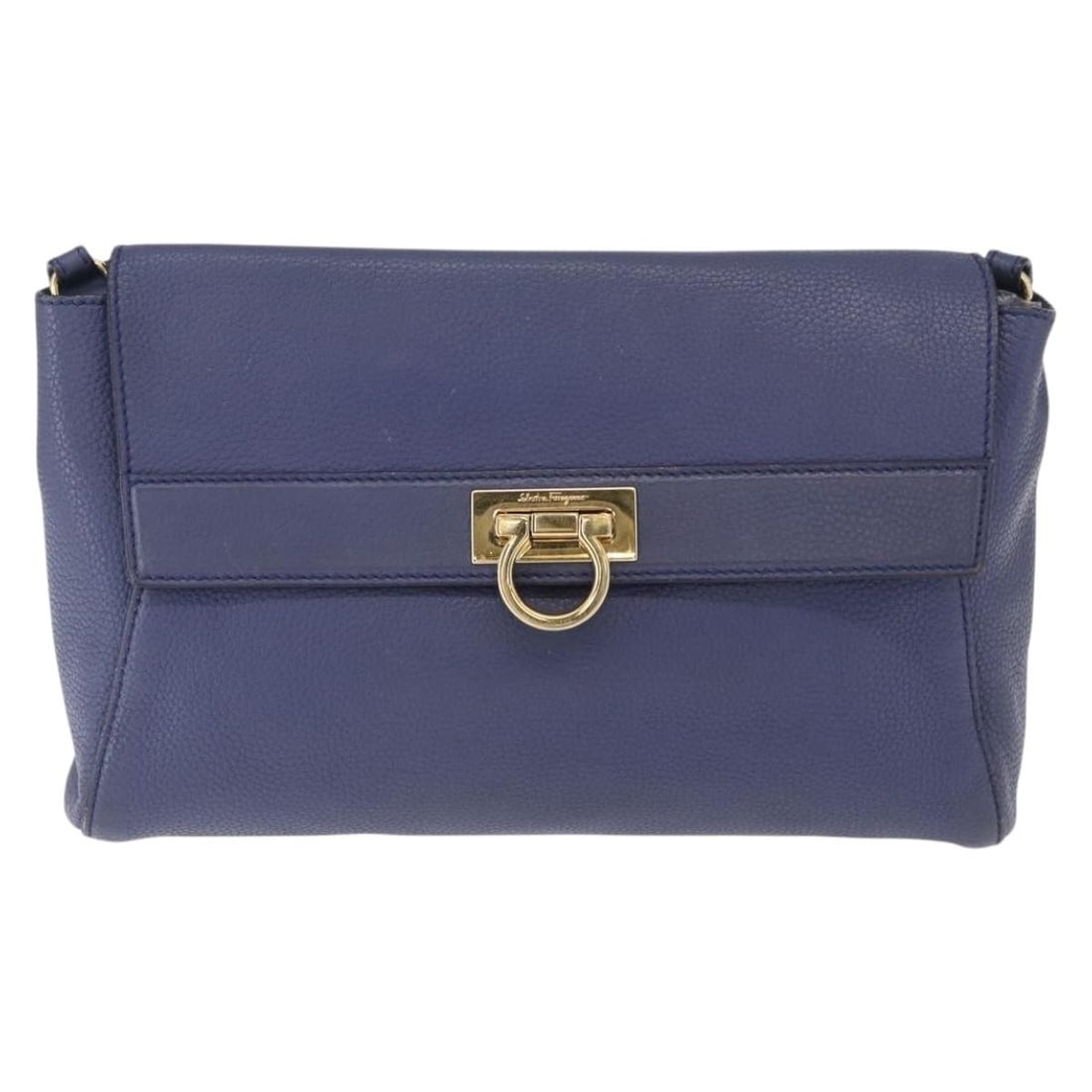 Navy Leather Shoulder Bag Salvatore Ferragamo Abbey (1 of 18)