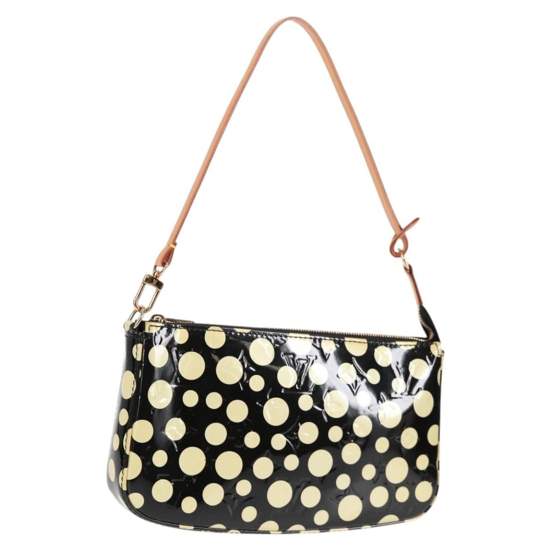 Louis Vuitton M91427 Vernis accessory pouch black patent leather: Louis Vuitton M91427 Vernis accessory pouch black patent leather Louis Vuitton Vernis Yayoi Kusama Pochette Accessoires in black patent leather. This women's accessory pouch is made in France and incl