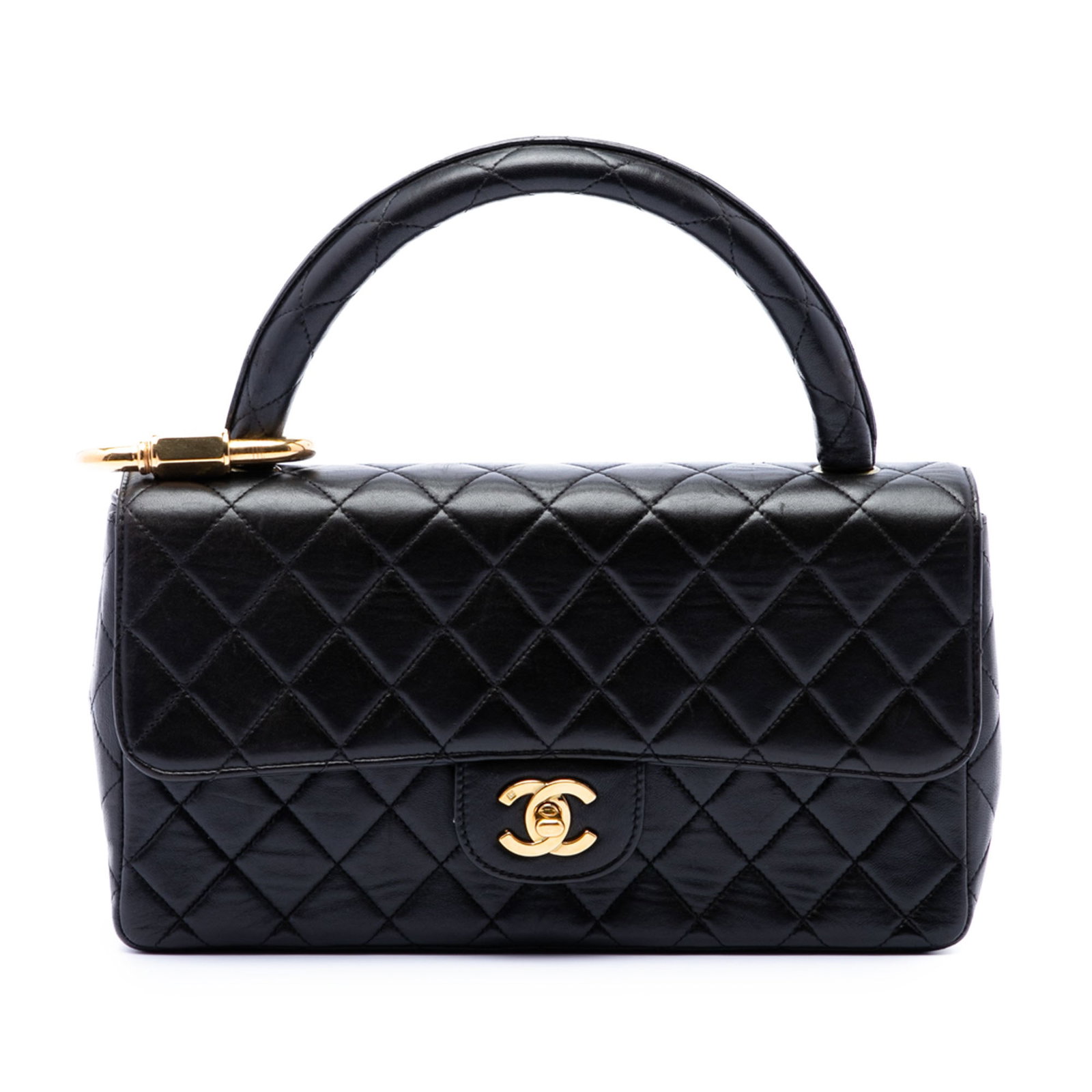 Chanel Kelly Parent Medium Top Handle Handbag Black Lambskin (1 of 7)