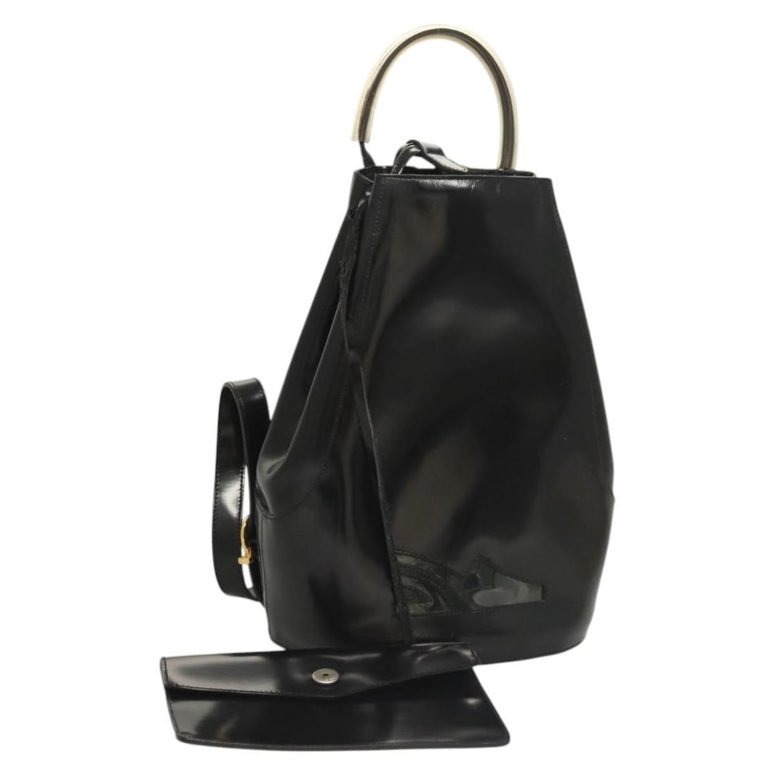 Black Patent Leather Handbag Salvatore Ferragamo Gancini (1 of 18)