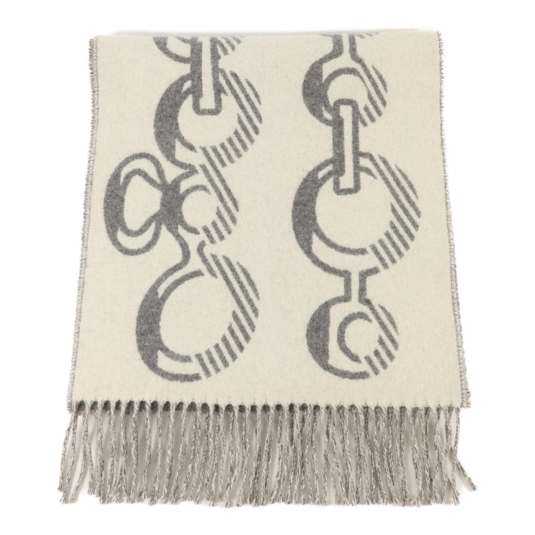 Hermes Casaque Do Re Boucles Cashmere Scarf Gray (1 of 7)