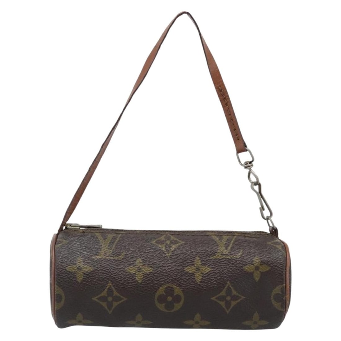 Louis Vuitton Monogram Canvas Papillon Pochette Handbag: Louis Vuitton Monogram Canvas Papillon Pochette Handbag This Louis Vuitton Papillon Pochette is crafted from iconic Monogram canvas in brown and features a compact, cylindrical silhouette. Designed fo