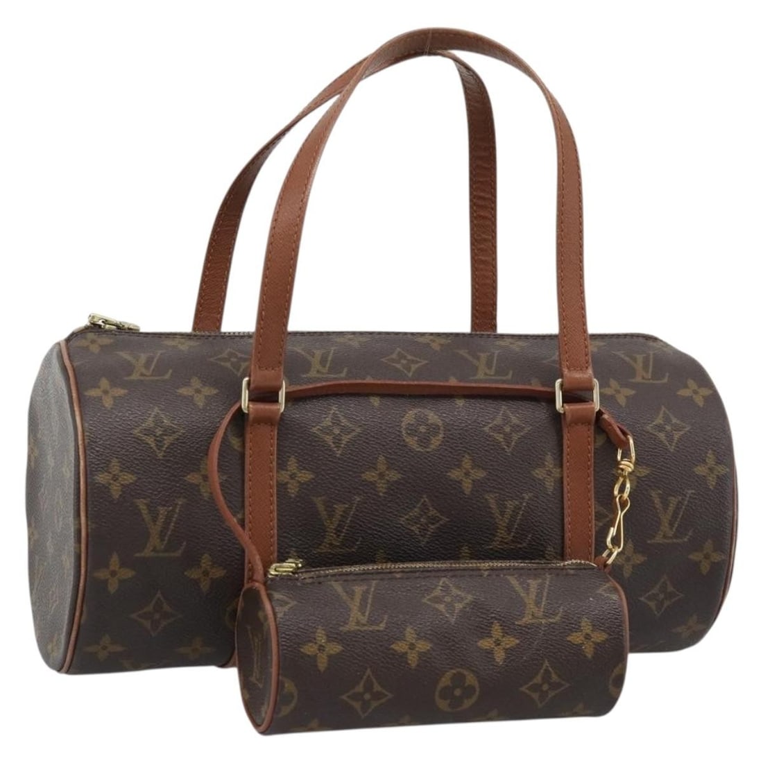 Louis Vuitton Papillon 30 Monogram Canvas Handbag with Pouch M51365: Louis Vuitton Papillon 30 Monogram Canvas Handbag with Pouch M51365 Louis Vuitton Papillon 30 handbag in Monogram canvas with a cylindrical silhouette and included pouch. Made in France, this women's 