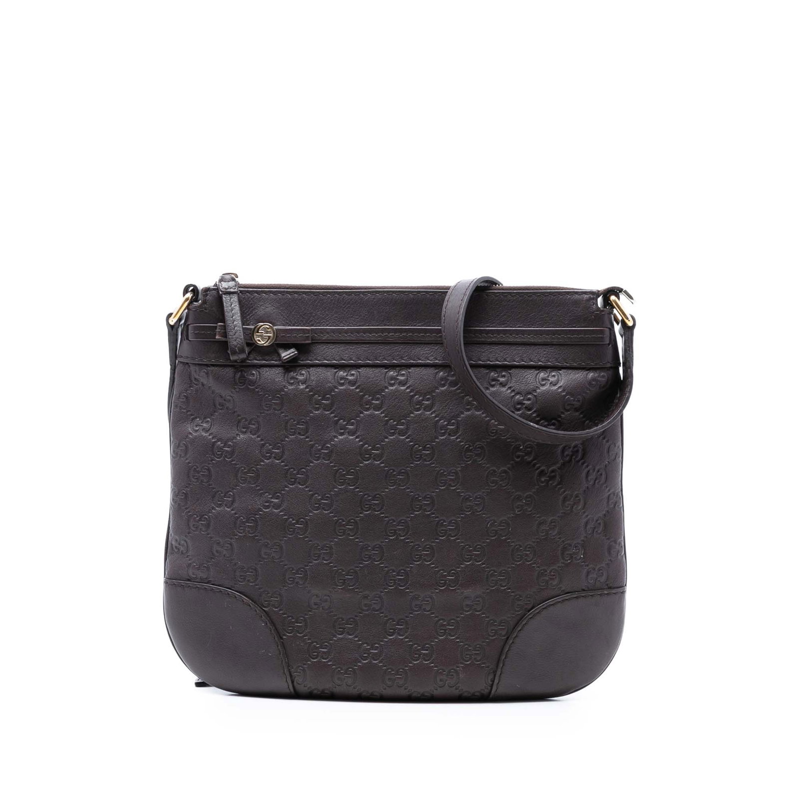 Gucci Mayfair Embossed Leather Guccissima Crossbody Bag Brown: Gucci Mayfair Embossed Leather Guccissima Crossbody Bag Brown The Mayfair crossbody bag from Gucci features an embossed leather exterior in brown, complemented by a flat leather shoulder strap and a t