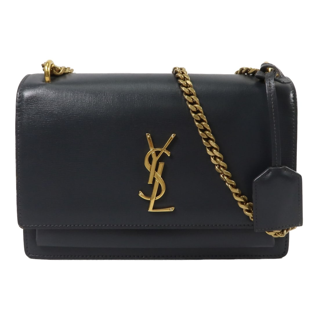 Saint Laurent 442906 Sunset Medium Shoulder Bag Blue Calfskin (1 of 16)